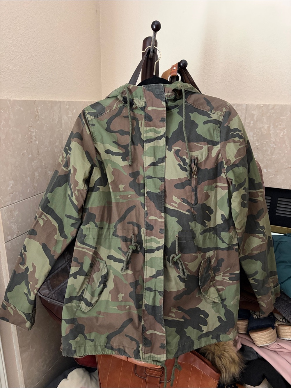 Women’s Camouflage Hooded Parka Jacket - Green Camo